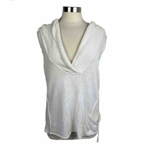 EILEEN FISHER White Linen Vest Size Medium